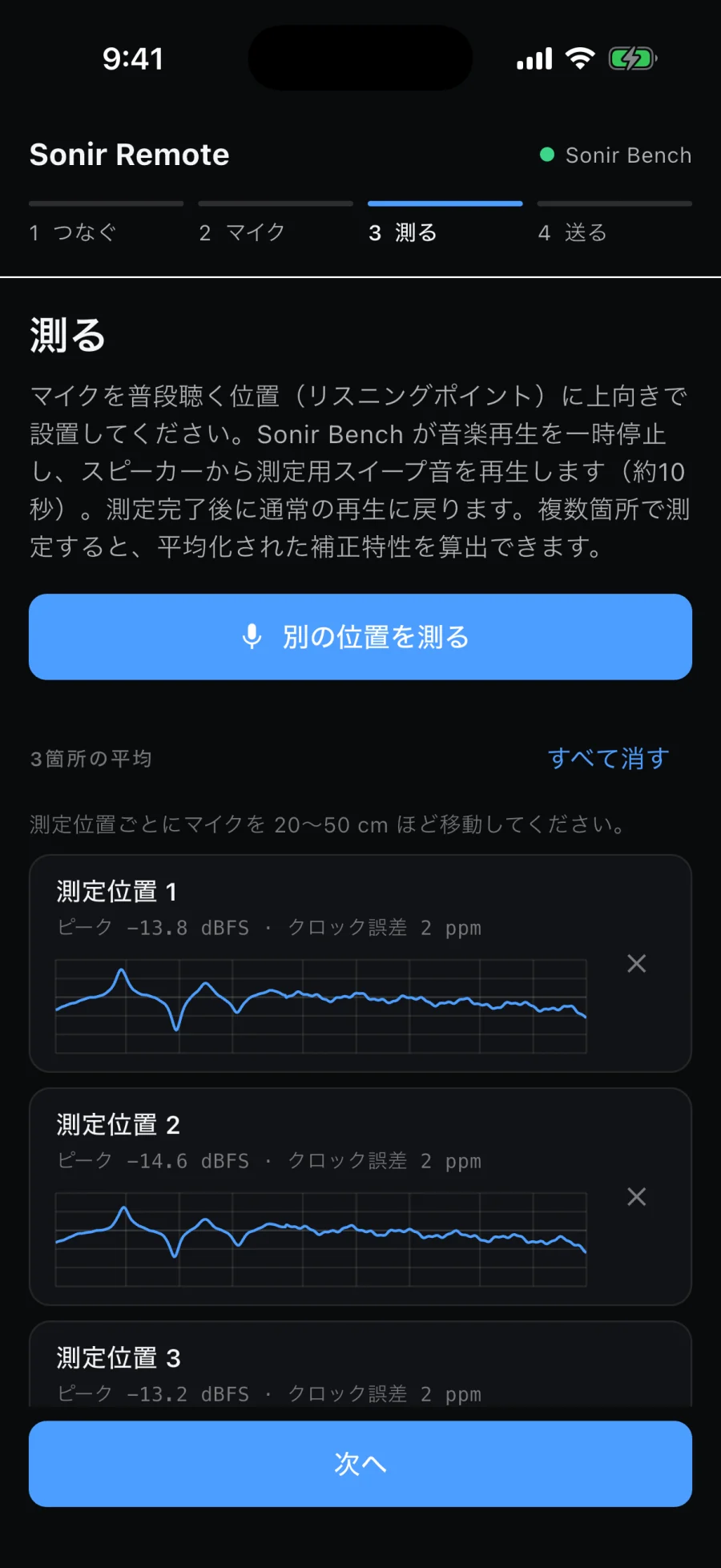 3箇所を測ったSonir Remote